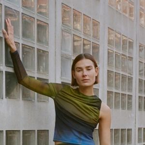 Zara Printed Tulle Asymmetric Top